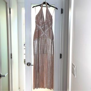 Bandage Fringe Pink Metallic Gown